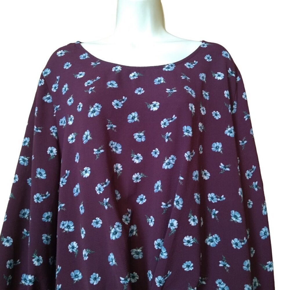 Pink Republic Size XL Floral 3/4 Sleeve Pullover Blouse Knot Front Detail - Picture 2 of 5